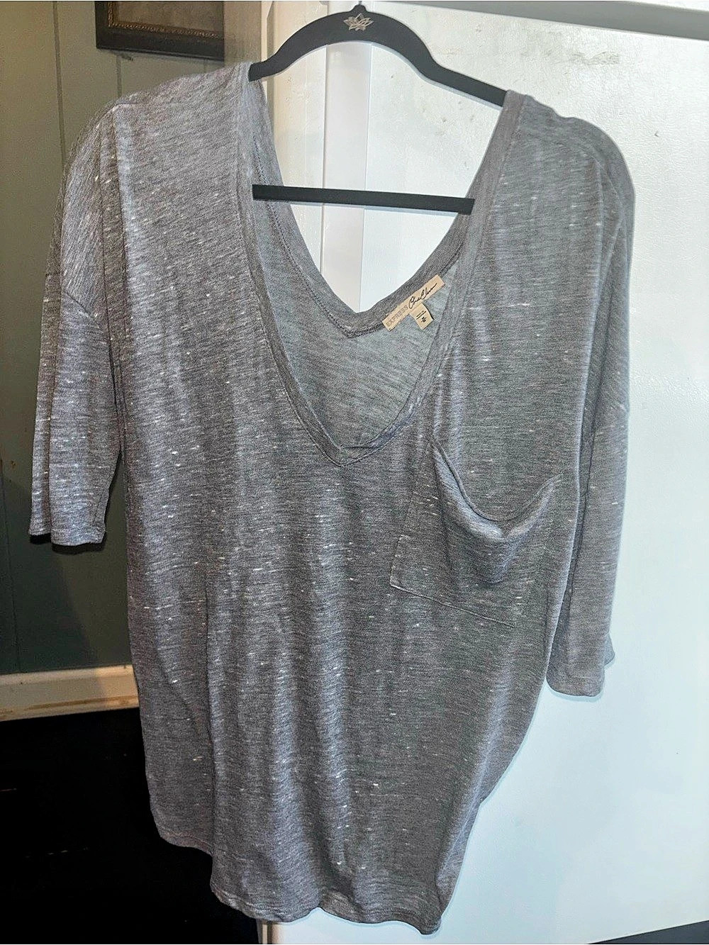 Express One Eleven Burnout Pocket Tee Gray Size Medium